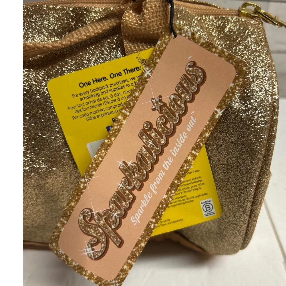 Bixbee Sparkalicious Duffle Bag Kids Gold Glitter Travel Dance Bag Cheer Gym